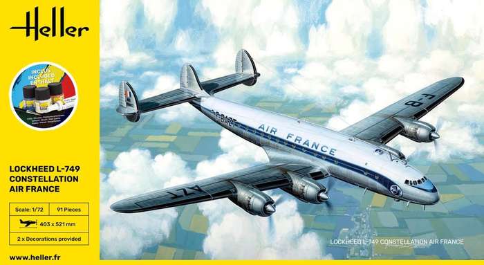 Lockheed L-749 Constellation Starter Kit- 1/72 Scale (HEL56310)(Heller)
