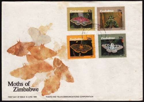 ZIMBABWE FDC 1986: MOTHS OF ZIMBABWE - UNADDRESSED - MORNINGSIDE PMK