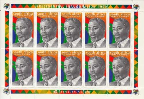 RSA 1999: Inauguration of President Thabo Mbeki FULL SHEET OF 10 MNH (SACC 1207)