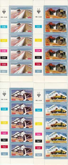 SWA 1981: SALT INDUSTRY FULL SET OF CONTROL BLOCKS MNH (SACC 395-8)