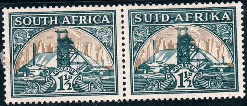 UNION 1939: DEFINITIVE ISSUE 1 1/2d  PAIR MH (SACC 57d)