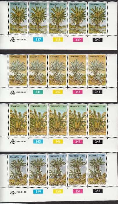 TRANSKEI 1980: CYCADS FULL SET OF CONTROL STRIPS MNH (SACC71-74)