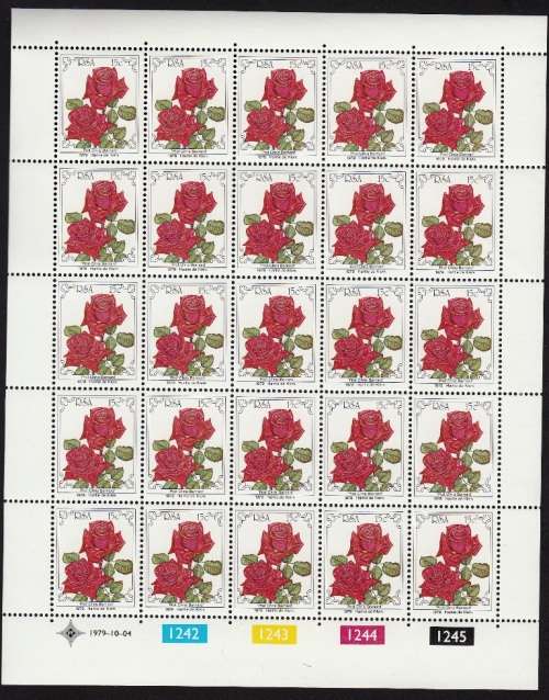 RSA 1979: FORTH WORLD ROSE CONVENTION 15c FULL SHEET OF 25 MNH (SACC 471)