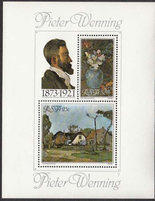 RSA MINIATURE SHEET#7 1980: TRIBUTE TO PIETER WENNING MNH (SACC 480)