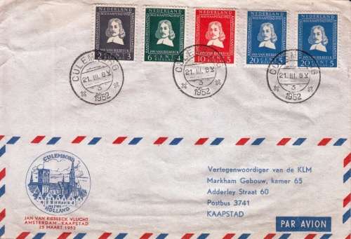 NEDERLAND JAN VAN RIEBEECK FLIGHT AMSTERDAM - KAAPSTAD 25 MARCH 1952