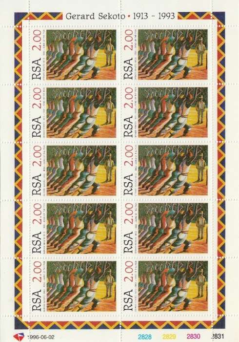 RSA 1996: ARTIST GERARD SEKOTO FULL SET OF 2 SHEETLETS OF 10 MNH (SACC 949/950)