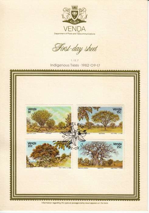 VENDA 1982 COLLECTORS SHEET 1.12.7: Indigenous Trees (1st)