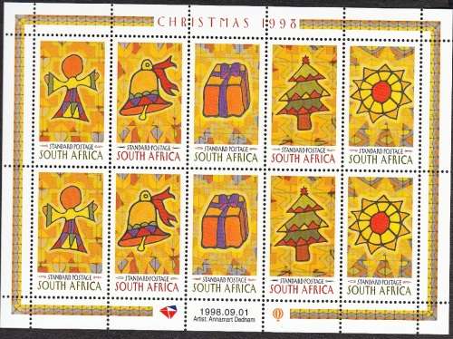RSA 1998: CHRISTMAS FULL SHEET OF 10 MNH (SACC 1141/5)
