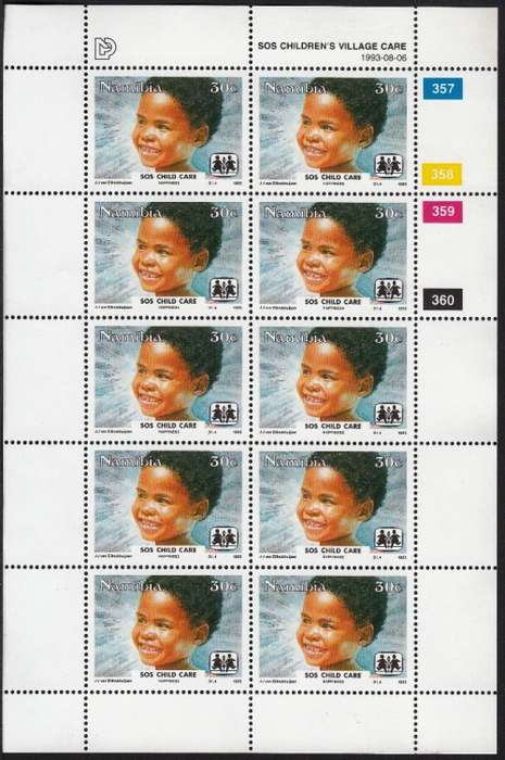 NAMIBIA 1993: CHILD CARE FULL SET OF FULL SHEETS OF 10 MNH (SACC 82-85)