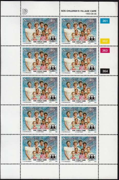 NAMIBIA 1993: CHILD CARE FULL SET OF FULL SHEETS OF 10 MNH (SACC 82-85)