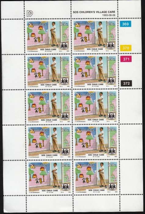 NAMIBIA 1993: CHILD CARE FULL SET OF FULL SHEETS OF 10 MNH (SACC 82-85)
