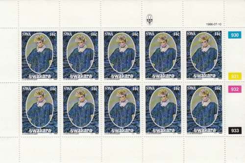 SWA 1986: KARAKUL INDUSTRY FULL SET OF FULL SHEETS OF 10 MNH (SACC 477-480)