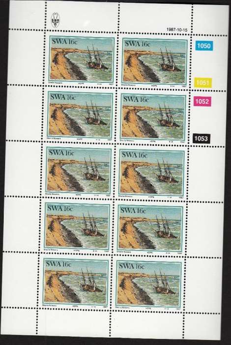 SWA 1987: SHIPWRECKS PART SET OF FULL SHEETS OF 10 MNH (SACC 498-500)