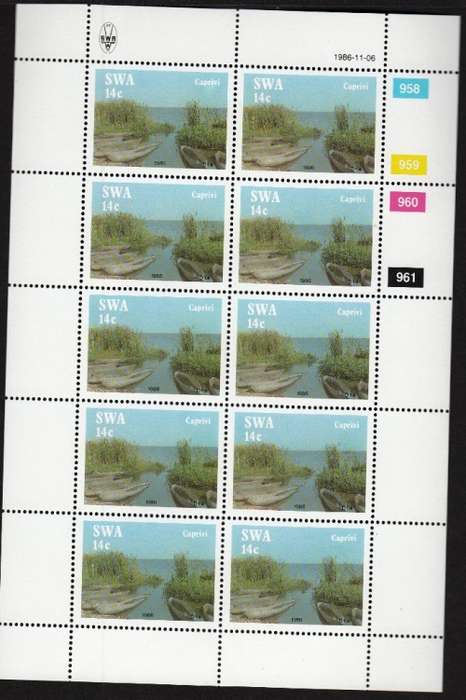 SWA 1986: CAPRIVI STRIP FULL SET OF FULL SHEETS OF 10 MNH (SACC 481-484)