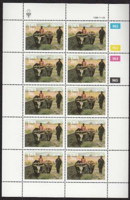 SWA 1986: CAPRIVI STRIP FULL SET OF FULL SHEETS OF 10 MNH (SACC 481-484)