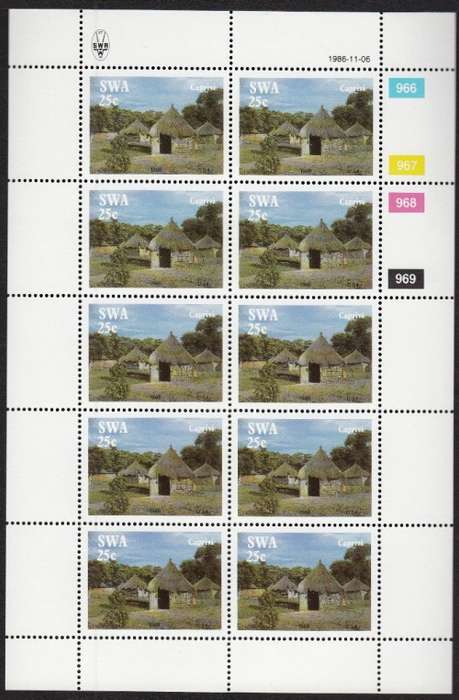 SWA 1986: CAPRIVI STRIP FULL SET OF FULL SHEETS OF 10 MNH (SACC 481-484)