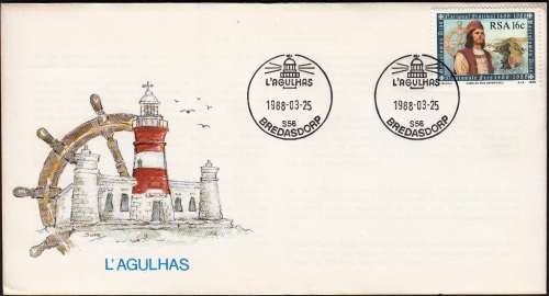 RSA COMM COVER 1988: BREDASDORP LIGHTHOUSE