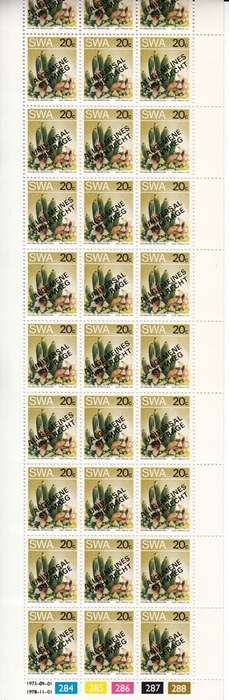 SWA 1978 UNIVERSAL SUFFRAGE OVERPRINTS 20c FULL SHEET OF 30 MNH (SACC 337)