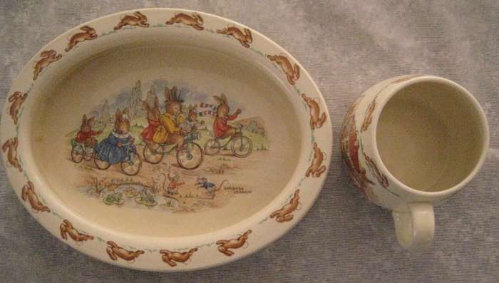 ROYAL DOULTON BUNNYKINS PORRIDGE BOWL AND CUP