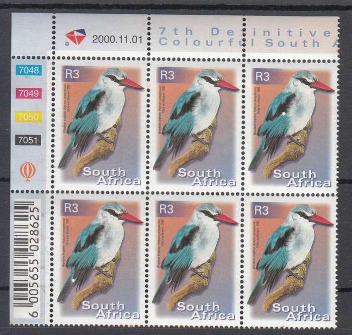 RSA 2000: 7th DEFINITIVE ISSUE R3 CONTROL BLOCK OF 6 DATED 1-11-2000 MNH (SACC1314)