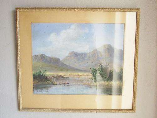 GORGEOUS FAMOUS GEORGE PAUL CANITZ PASTELL OF A MOUNTAIN SCENE