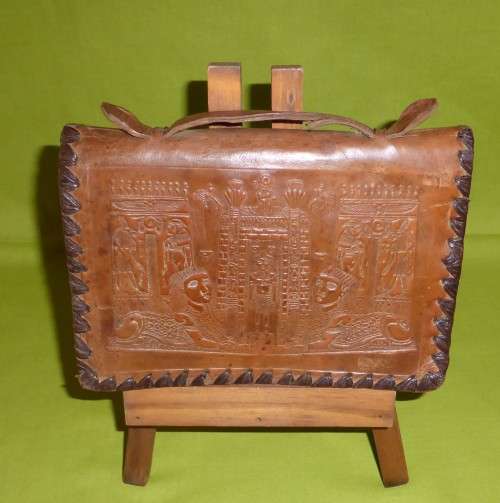 EGYPTIAN THEME!!! Handmade Leather Handbag with Mirror!
