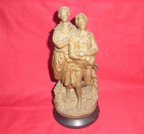 Antique SPELTER Figure of Mary Campbell and Robert Burns