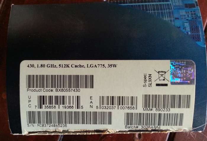 Intel Celeron 430 Conroe-L 1.8Ghz 512kb Cache Socket 775 with Cooler
