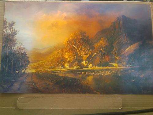 SIGNED GABRIEL DE JONGH PRINT "EVENING LIGHT". 1980. 55 X 34cm. LOOKS LIKE IT WAS CUT OUT.