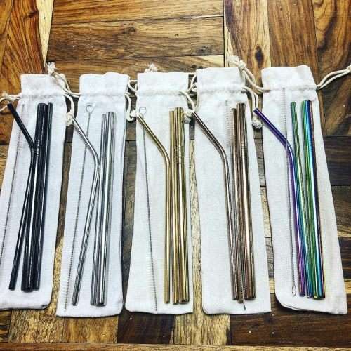 Stainless Steel Straws ( Black | Gold | Rose Gold | Silver | Rainbow)