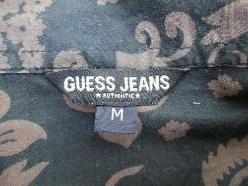 100% Cotton Dark Brown Patterned Guess Shirt - Size M