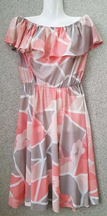 Vintage Polyester Patterned Dress - Size 36