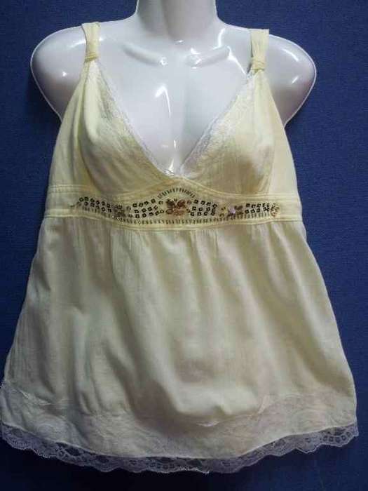 Pale Yellow Strappy Beaded Top - Size L * Quality Brand