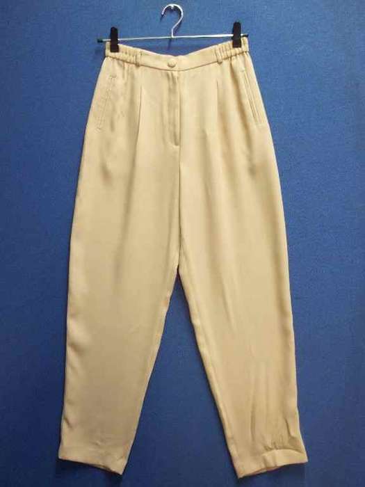 Beige Polyester Pants With Elasticated Waist - Size S (Waist 68-76cm, Hip 106cm)