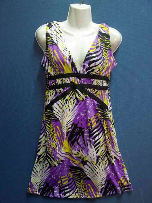 Patterned Stretch Polyester/Spandex Sleeveless Long Top - Size M (New With Tag)