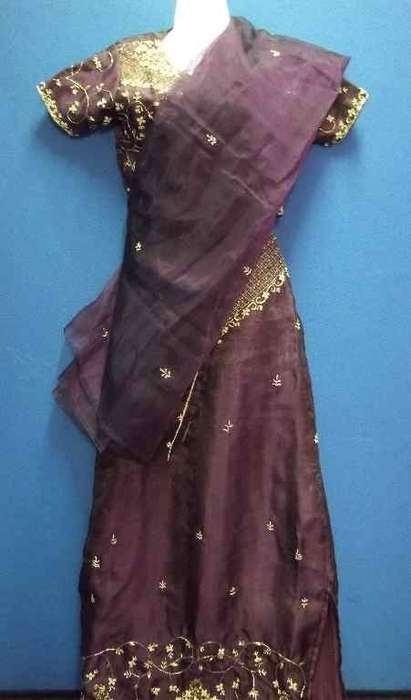 Maroon & Gold Punjabi - Chest 92cm, Waist (Stretch, With Elastic) 70cm