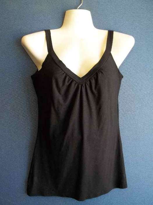 Stretch Black Strappy T-Shirt - Size 34 * Quality Brand