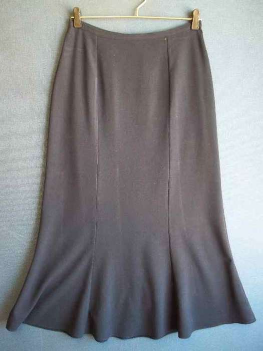 Navy Stretch Polyester/Viscose Skirt - Size 36 * Quality Brand