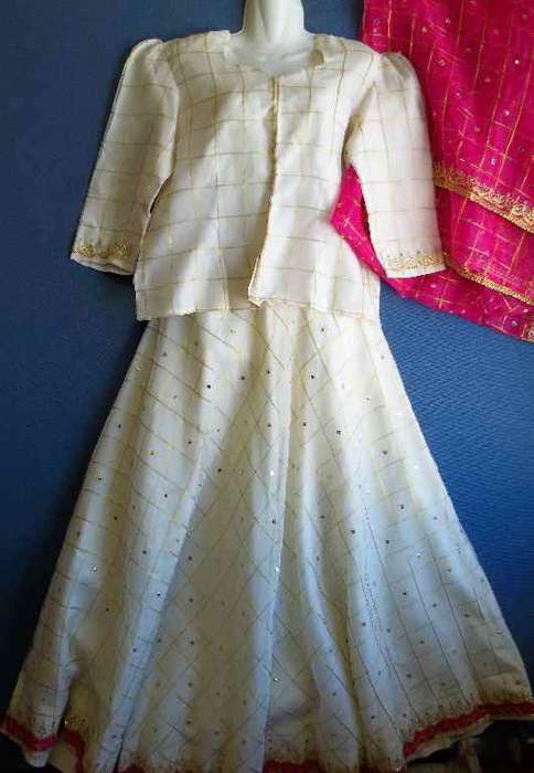 Pink/Cream Gold 3 Piece Punjabi - Chest 97cm, Adjustable Waist, Maximum 90cm