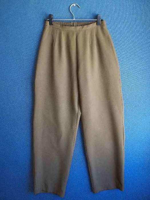 Brown Polyester Pants With Elasticated Waist - Size 32
