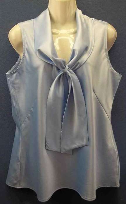 Light Blue Stretch Polyester Satin Feel Top - Size L * Quality Brand