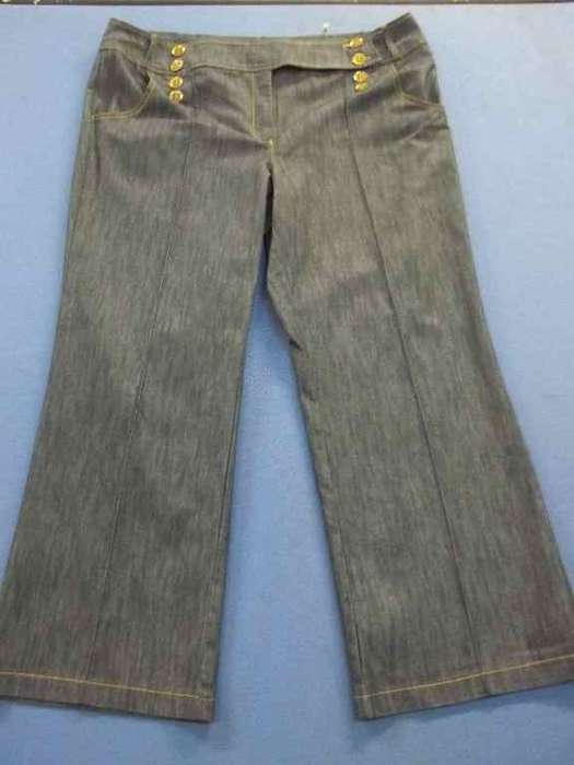 Flat Front Button Detail Dark Jeans - Size 46 * Quality Brand!