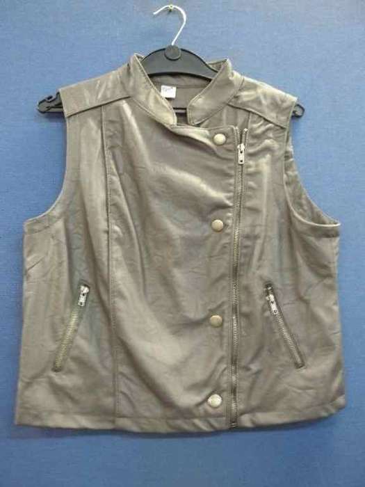 Sleeveless Grey PVC Jacket - Size XL