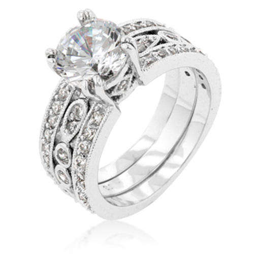 Absolutely Stunning!!! 3Pc put togetheras 1.- 2 Ct. Cr. Diamond 3 piece Wedding set - Size 7
