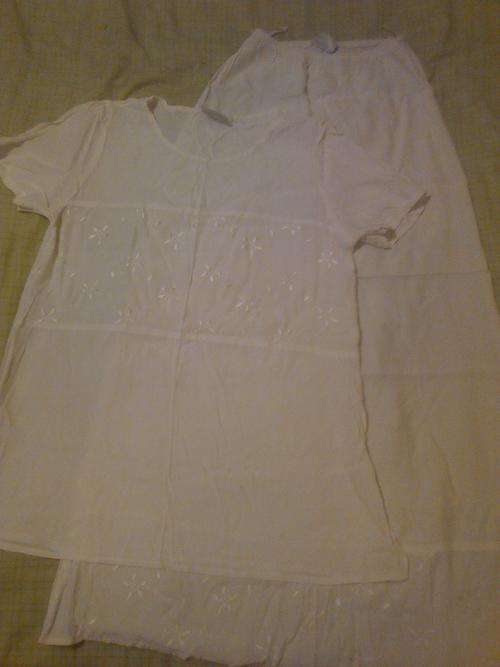 Size 8   Foschini White Set  :   Top with matching skirt with some embroidery detail