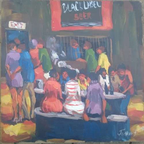 Junior Fungai Acrylic on canvas layed on board