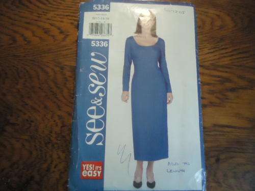 BUTTERICK PATTERNS 5336 SIZE B = 12 + 14 + 16 - COMPLETE-COPY OF PATTERN +ACTUAL SEWING INSTRUCTIONS