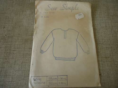 SEW SIMPLE PATTERNS NO 14  -DROP SHOULDER LONG SLEEVE - 34" OR 87 cm