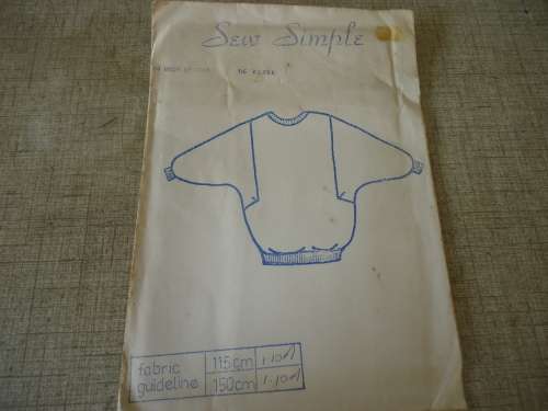 SEW SIMPLE PATTERNS  NO 13  -SQUARE SHOULDER SWEATSHIRT  - 34" OR 87 cm