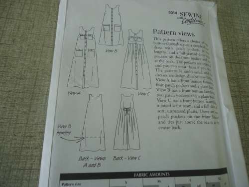 SEWING WITH CONFIDENCE PATTERN 14 - Pinafore DRESS - SIZE =  8 - 18 UNCUT
